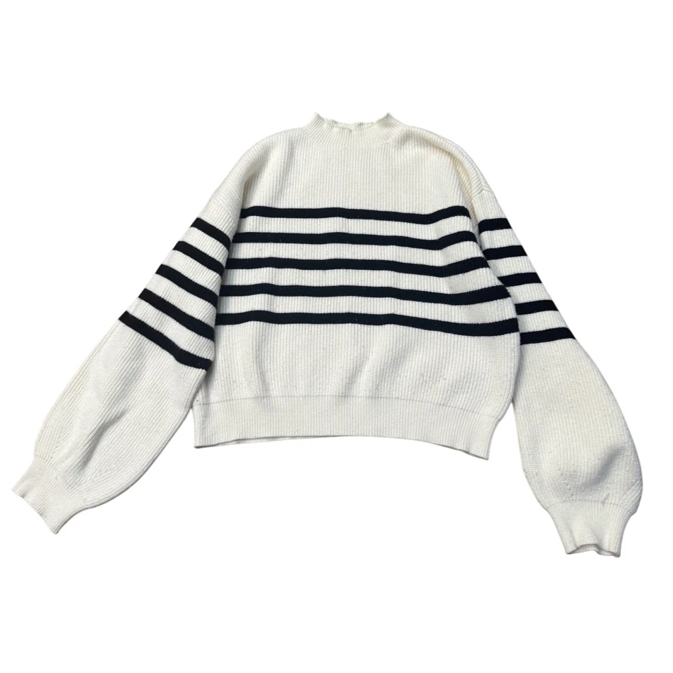 Suéter Zara Niños Niñas Crema Negro Rayas Cuello Simulado Manga Globo Talla 11-12 Foto 1 de 4