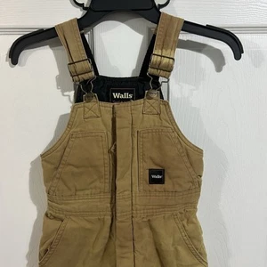 Walls Kidz Grow System Bib Overalls Youth Medium Insulated Brown Canvas Hunting - Picture 1 of 12