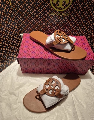 SANDALIAS TORY BURCH MILLER de cuero suave en bourbon; talla 9 m; nuevas en caja; retiradas: $298 Foto 1 de 4