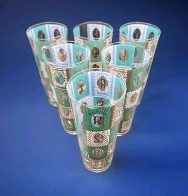 6 vasos raros George Briard Highball Spells centeno escocés bourbon vodka verde azulado dorado Foto 1 de 4