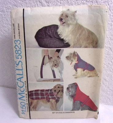 Dog Coat & Accessories Vintage McCall's Pattern # 5823, 1977 Pattern Uncut FF - Image 1 of 4