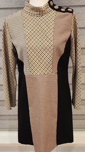 ZARA Woman Kleid Hahnentritt kariert Colorblock Gr. L? Langarm Made Morocco Neu - Bild 1 von 14