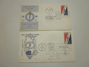 2 US COVER 1959 PAN AM GAMES FDC #C56 COMPEX & CHICAGO SUN TIMES RARE CACHETS - Picture 1 of 3
