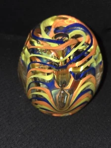 VTG Murano Style Art Deco Glass Swirl Paperweight Handblown Bubbles - Picture 1 of 7