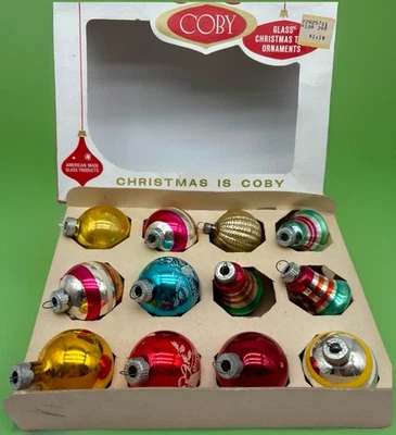 MCM Vidrio Surtido Brillante Brite Campanas Adornos Varias Formas Estampado Atómico Foto 1 de 4