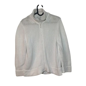 Vintage Abercrombie & Fitch White Knit Full Zip Cardigan L Preppy Minimalist - Bild 1 von 7
