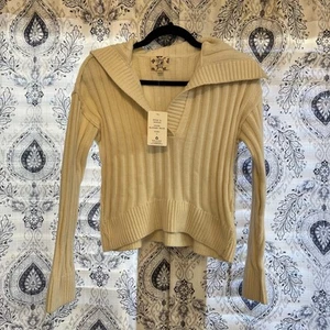 Pullover Crop Pulli Hippie Rose Creme Größe L - Bild 1 von 9