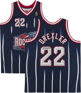 Clyde Drexler Houston Rockets Signed Navy 1995-96 Mitchell & Ness Jersey - Picture 1 of 5