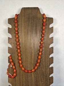 Vintage Sarah Coventry Amber Lucite Beaded 22” Necklace & 7” Bracelet Set - Picture 1 of 11