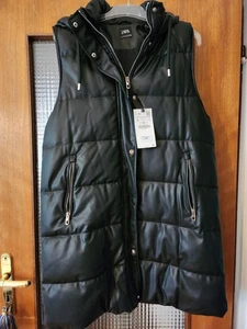 Zara Steppweste, lang,Gr.L Damen, Schwarz, Kunstleder, NEU - Bild 1 von 5