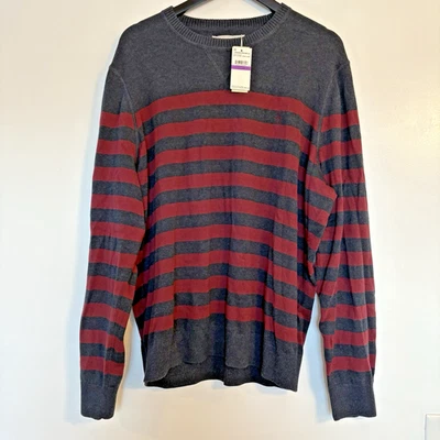 Novo com etiquetas XXL Original Penguin by Munsingwear Suéter Manga Longa Cinza Logotipo Marrom $89 - Imagem 1 de 4