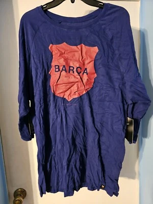 NIKE MENS XL FCB BARCA RAGLAN 34 SLEEVE T-SHIRT BARCELONA COTTON 857791-455 NEW - Image 1 of 4