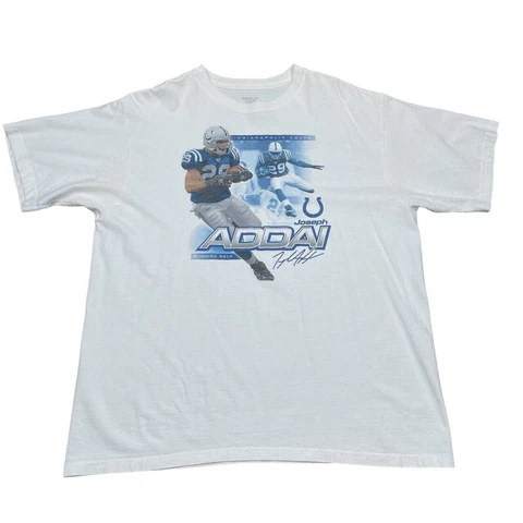 Reebok Indianapolis Colts Joseph Addai T Shirt Adult XL Extra Large White Cover