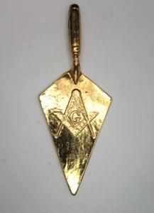Masonic Miniature Gold Tone Mason Trowel - Picture 1 of 4
