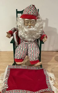 Snoring Santa Claus In Pajamas Animated Christmas 12" Rocking Chair Untested - Picture 1 of 8