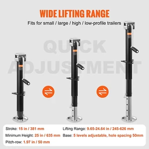 A Frame Trailer Jack 5000 Lb Capacity 15" Vertical Travel Adjustable Drop Leg fo - Picture 1 of 13