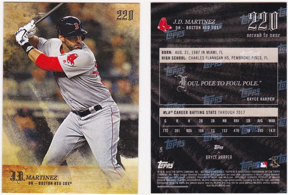 J.D. Martinez Boston Red Sox 2018 Topps 220 Harper second to none 9 SP 5196 - Image 1 of 1