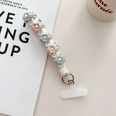 Correa de muñeca floral con lengüeta de amarre para teléfono celular móvil coche llave cartera cordón  Foto 1 de 4