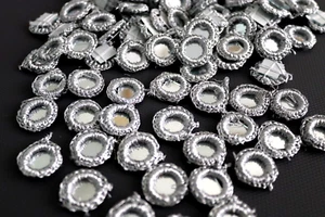 10 Silver Shisha Craft Mirror approx  2 cm Glue Sew On Applique Motif Patch - Picture 1 of 3