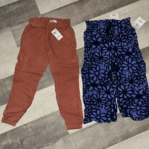 2 Pair Of Girl’s Boho Pants - Epic Threads Orange & Free Assembly Blue Floral S - Picture 1 of 8