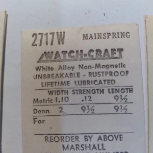 Watch-Craft 2717W 1,10 x 0,12 x 9 1/2 Hauptfeder weiße Legierung. B40 - Bild 1 von 1