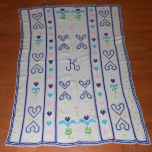  HANDGEMACHTE GESTRICKTE GEHÄKELTE AFGHANISCHE TAGESDECKE SCHWERE DECKE 69X50 - Bild 1 von 3