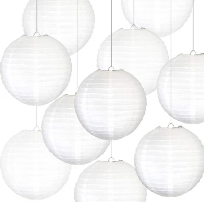 (10) linternas de papel blanco redondas colgantes chinas/japonesas de 6” un. Foto 1 de 3