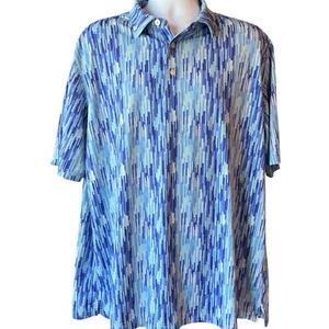 USA PALM Performance Golf Polo Blue Geometric Print Size XXL - Picture 1 of 8