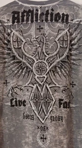 Affliction Tee Shirt Men's XL Gray Wings Eagle Long Sleeve Casual Made in USA - Picture 1 of 11