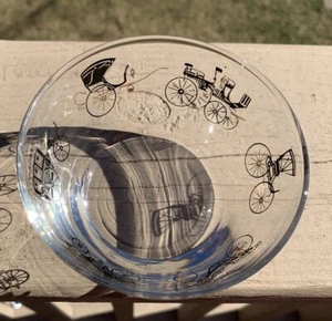 Set Of 5 LIBBEY ANTIQUE BLACK GOLD CARS AUTOS BUGGYS GLASS DESSERT/FRUIT BOWLs - Picture 1 of 6