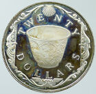 1985 British Virgin Islands TREASURE Porcelain Cup Proof Silver $20 Coin i116865