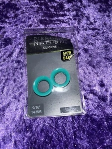 PAIR Glow in the Dark Silicone Plugs Double Flare Tunnels Gauges 9/16 14mm Teal - Picture 1 of 2