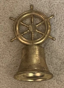 Retro Vintage Brass Metal Nautical Ship Steering Wheel Bell - Bild 1 von 10