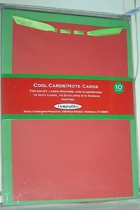 10 Count Pack Red Green Ribbon Note CARDS ENVELOPES HOLIDAY Invitations PARTY - Picture 1 of 2