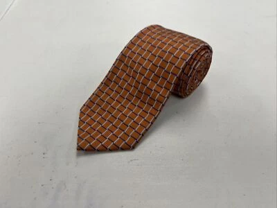 Jos A. Bank Men's Orange & Blue Geometric Check Silk Neck Tie $98 Foto 1 de 4