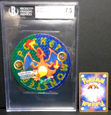 BGS 7.5 Japanese 1998 Pokemon Amada Maru Menko Card Large No.006 Charizard Prism - Image 1 of 4
