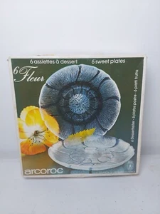 Arcoroc France Fleur Flower Embossed Sweet Plates 7.75" with Box Set of 6 - Picture 1 of 4