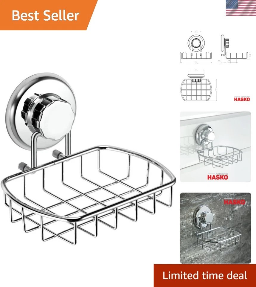 Hasko Accessories Super Powerful Vacuum Suction Cup Soap Dish - Strong Stainless