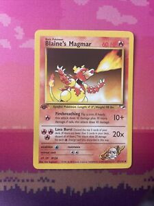 Pokemon Card Blaine's Magmar 1st Edition Uncommon Gym Heroes 37/132 Near Mint