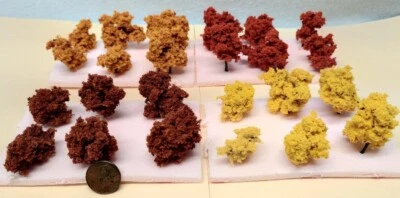 Z -HAND CRAFTED TREEZ- FALL FOLIAGE -Correct Sized for Z Scale -(24) Pack  - Image 1 of 4