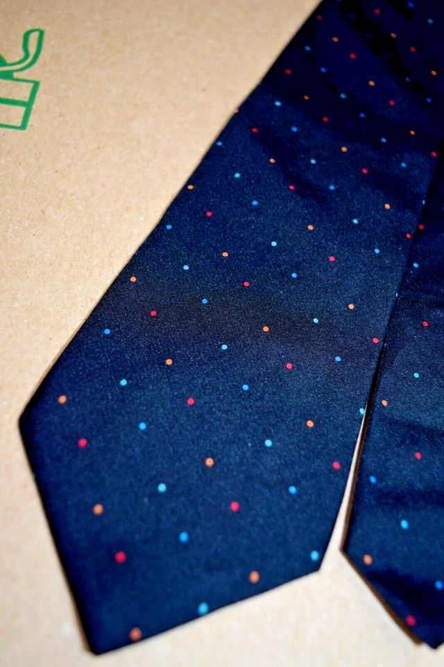 Corbata de Colección Años 70 80 Colores por Alexander Julian Color Punto Negro Seda 54 x 3.25" Foto 1 de 4