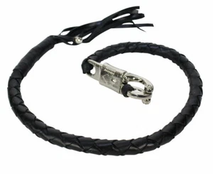 36 INCH GET BACK WHIP BLACK HAND BRAIDED LEATHER WITH QUICK RELEASE - Bild 1 von 6