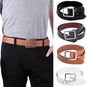 High-Quality Waist Belts Leather Dress Belt Casual Waistband Square Pin Buckle - Picture 1 of 16