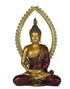 Buddha mit Aura Mönch Deko Thai Figur Shaolin Skulptur Statue Zen Feng Shui - Bild 1 von 3