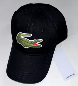 NEW LACOSTE Baseball Hat Black Embroidered GATOR Leather Strap Unisex OS $69 - Picture 1 of 5
