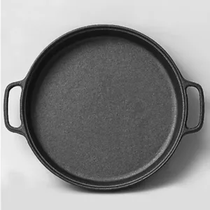 Dia 23cm Cast Iron Skillet Pan Pre-Seasoned Frying Pan Oven Safe Double Handle - Picture 1 of 10