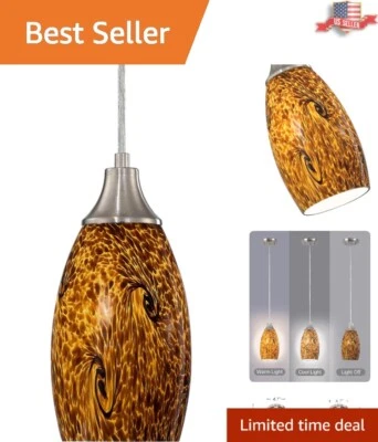 Mini luz colgante de vidrio soplado a mano con cable ajustable - Acabado de níquel cepillado Foto 1 de 4