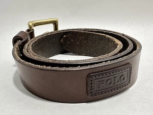 Vintage Polo Ralph Lauren Genuine Leather Brown Dress Belt - Men's 32 / 80 - Picture 1 of 16