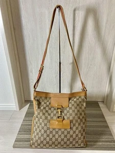 GUCCI 001.4094.002113 GG Sherry Line Shoulder Bag Crossbody Canvas Leather Beige - Picture 1 of 24