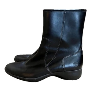Timberland Womens Side Zip Leather Booties Size 10M Waterproof Black Mid Calf - Bild 1 von 7